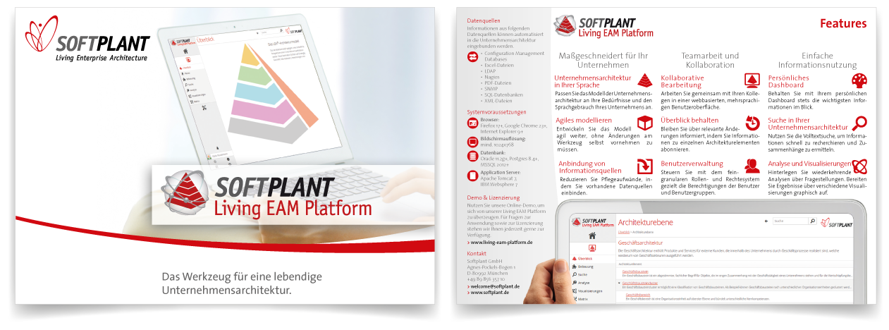 Werbeflyer "Softplant – Living EAM Platform"​
