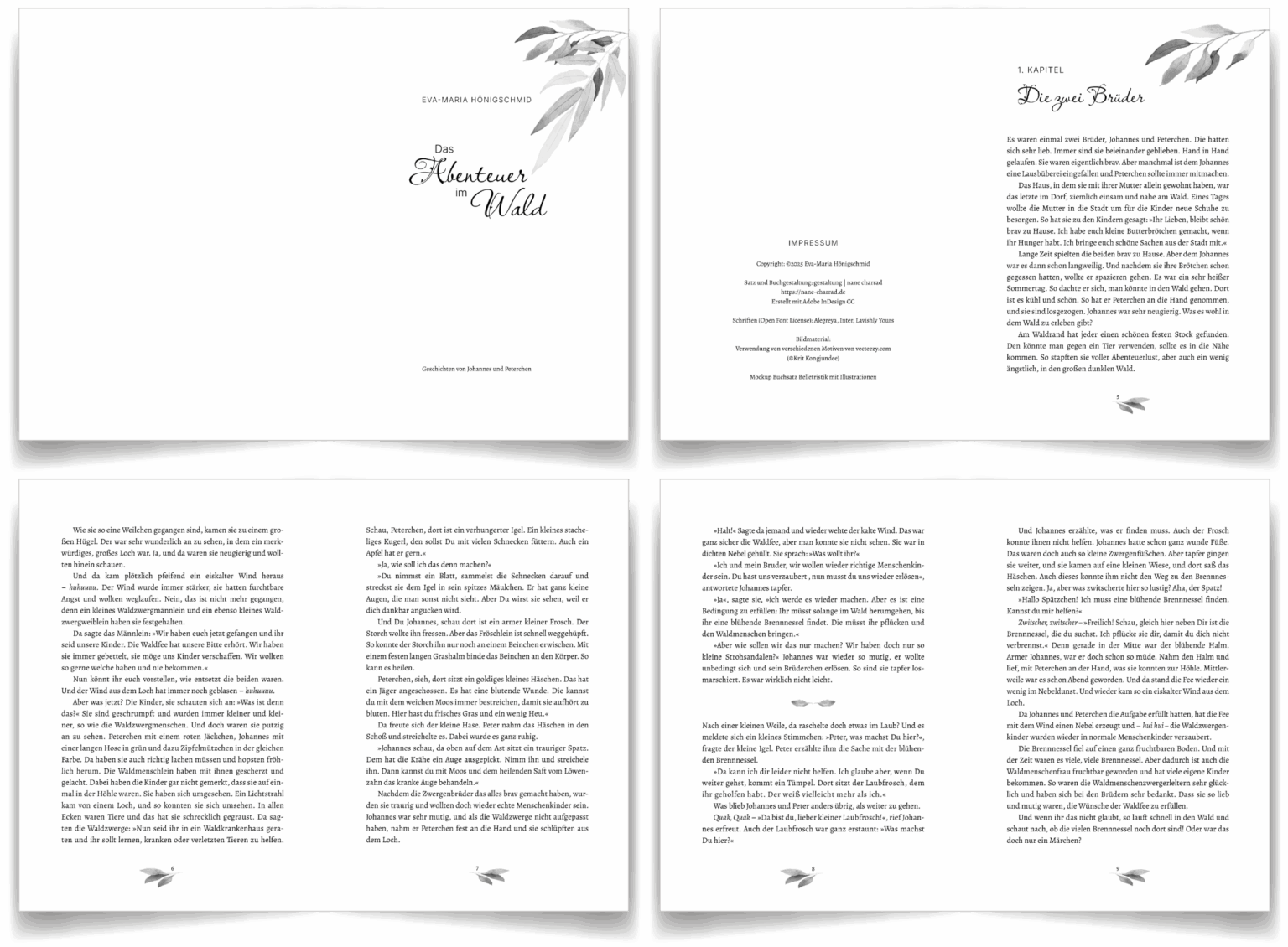 Mockup Buchsatz Belletristik mit Illustrationen
