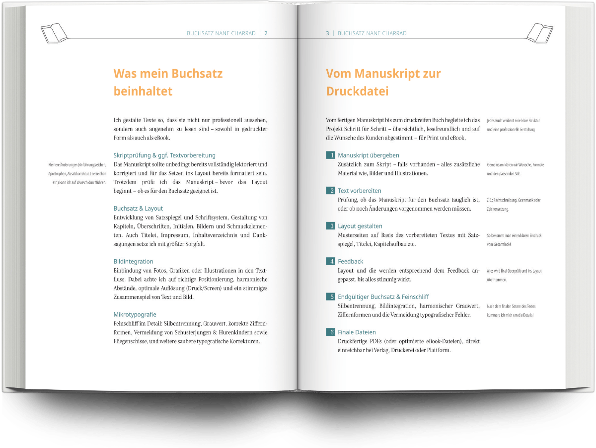 Mockup Buchsatz Fachbuch mit Marginalspalte