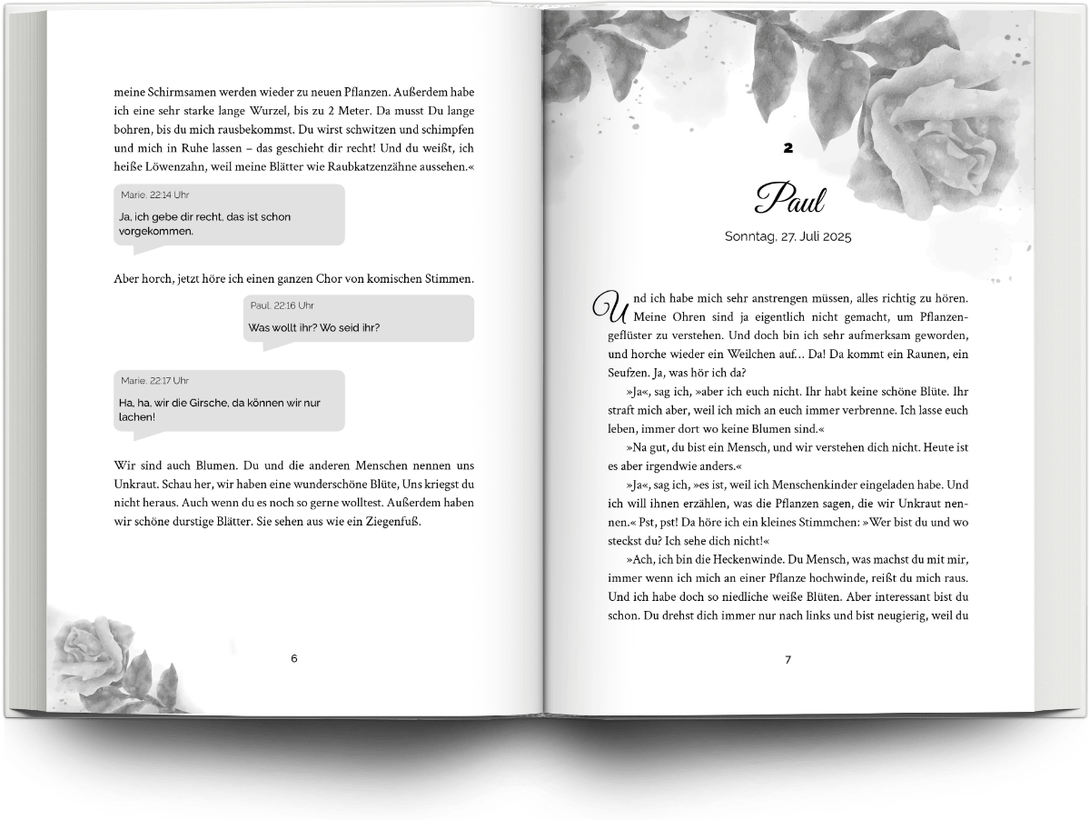 Mockup Buchsatz Belletristik/Romance mit Illustrationen