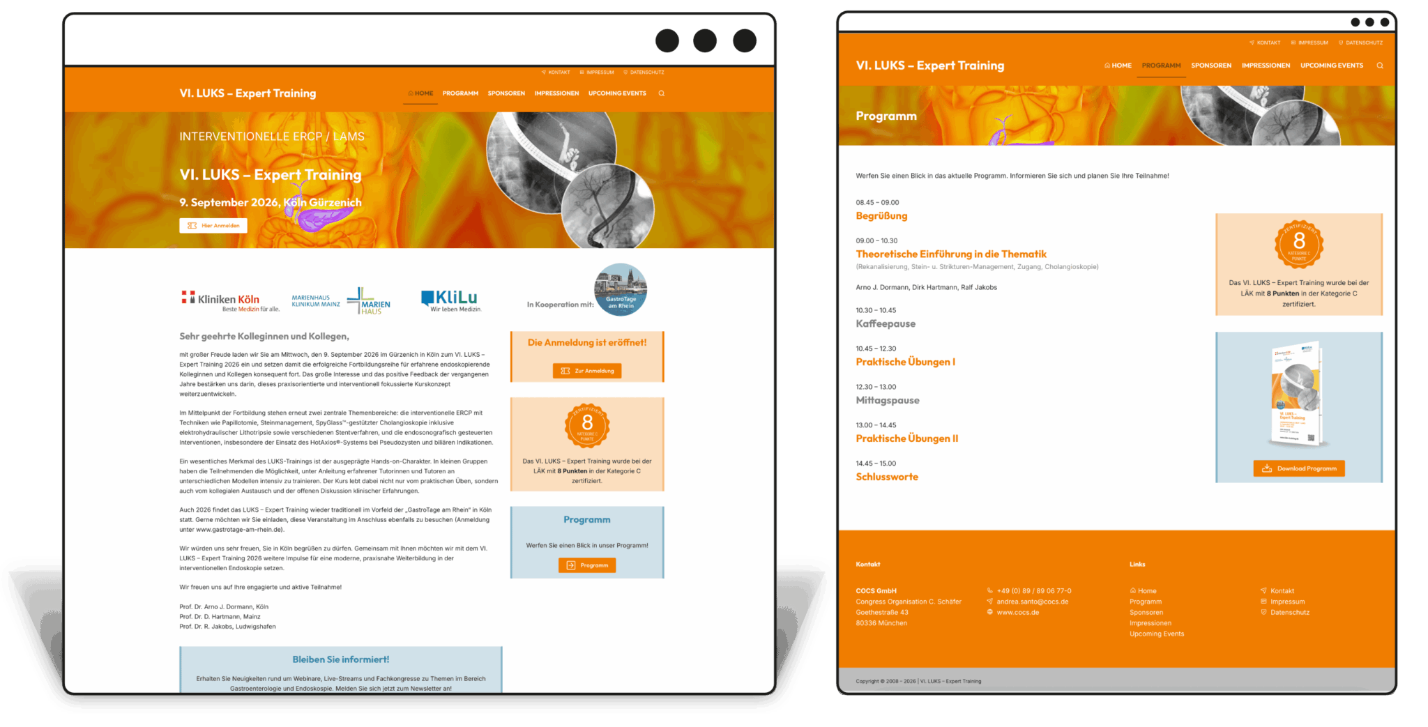 Kongresshomepage "LUKS Training" (COCS media GmbH)