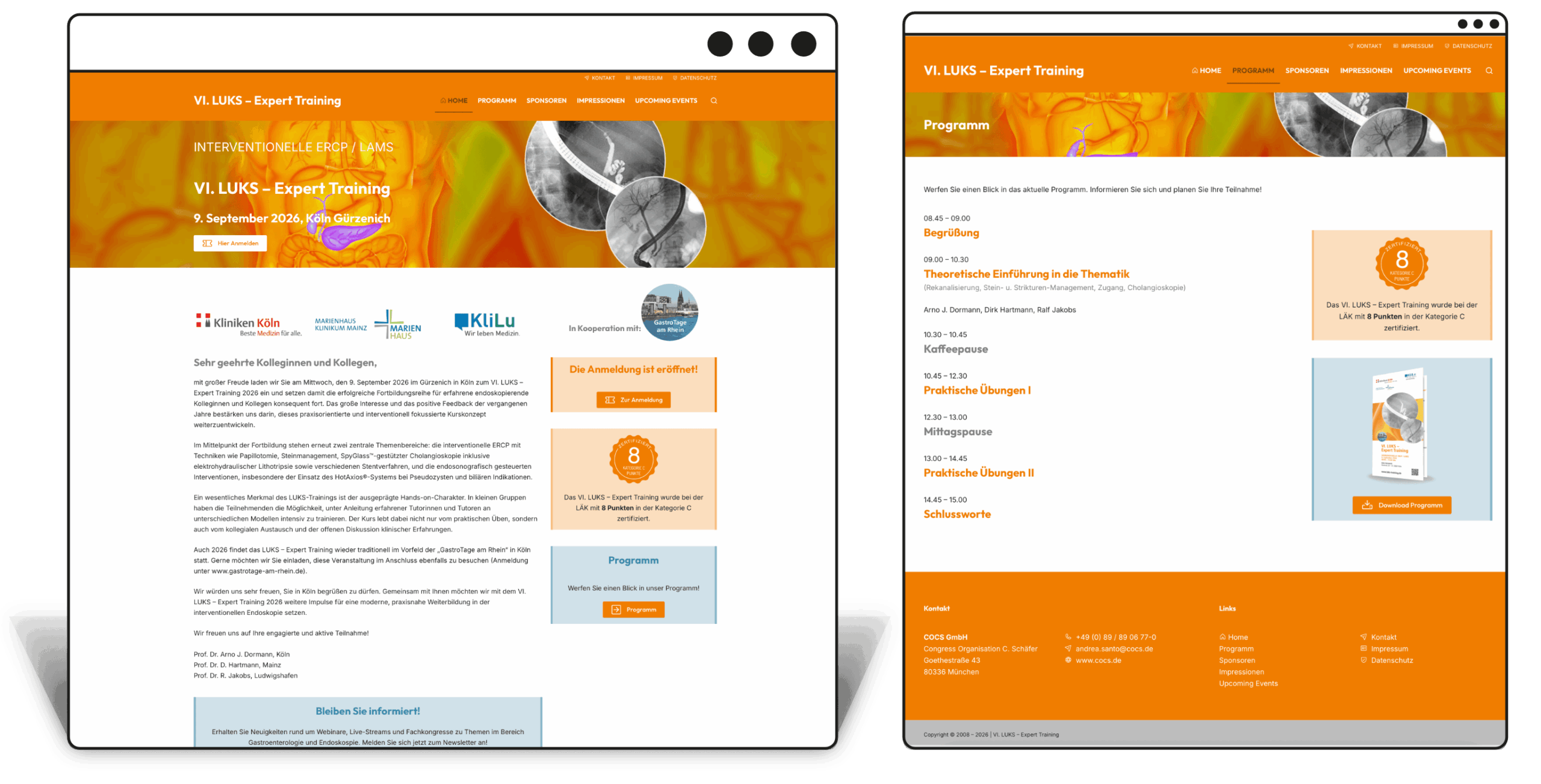 Kongresshomepage "LUKS Training" (COCS media GmbH)